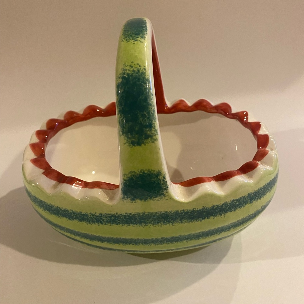 Watermelon Ceramic Basket Planter Home Decor Kitchsy Summer